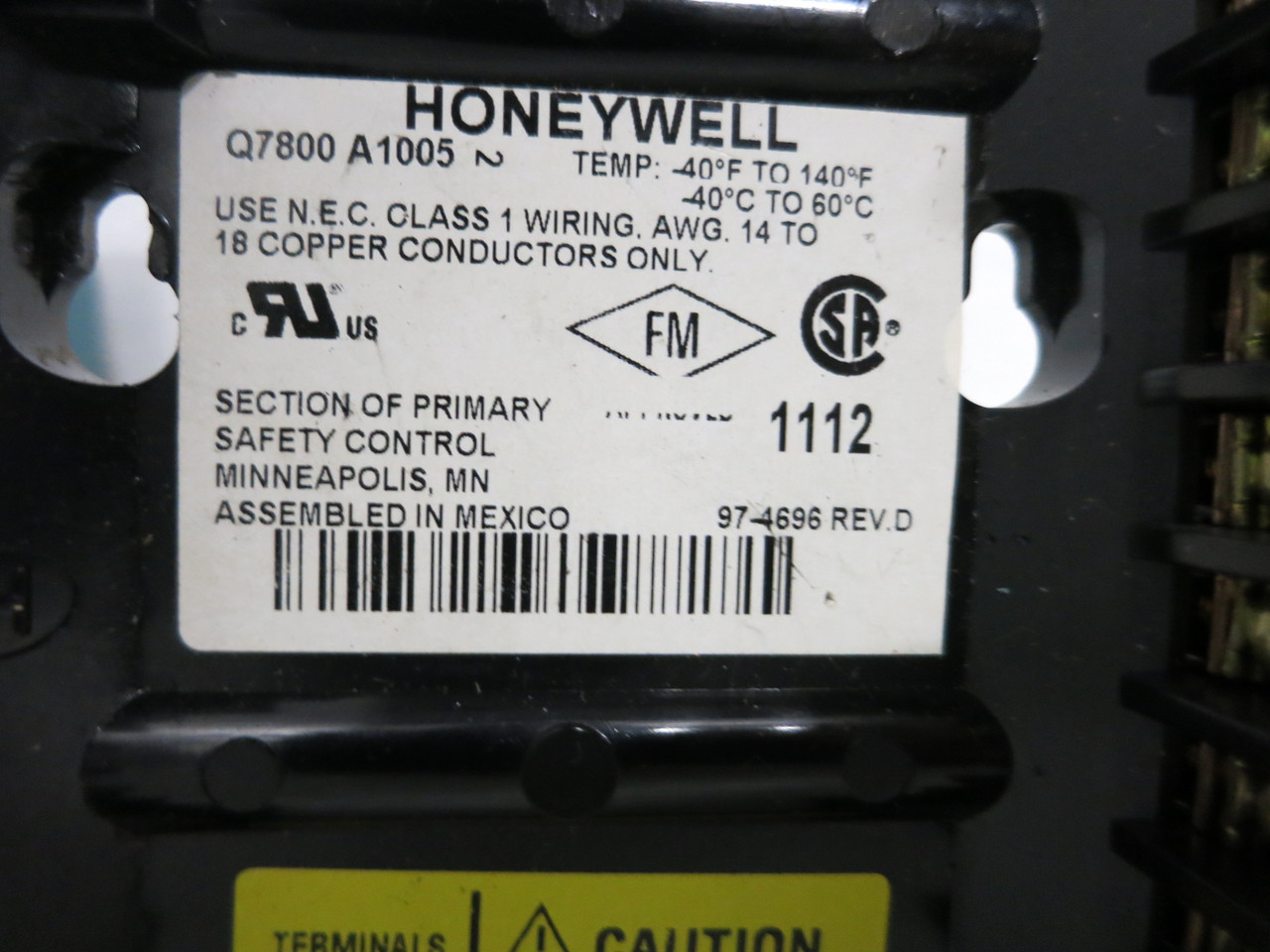 Honeywell RM7898-A-1000 Burner Control Module Temperature